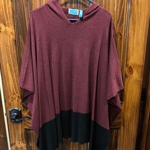 Burgundy and Black Poncho
